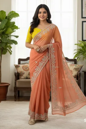 Gotta work saree Peach