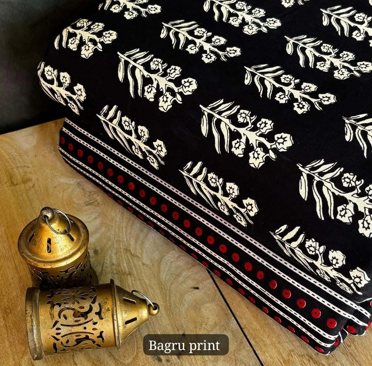 Block Printed Pure Cotton Combo for Cord Set Black