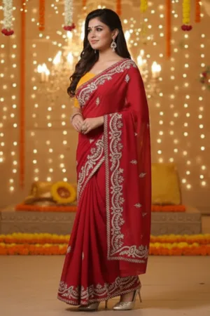 Gotta work saree Chatak Red