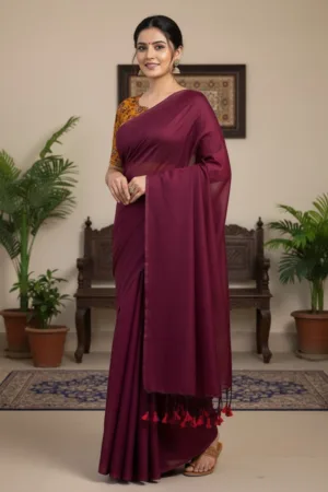 Pure Khadi cotton Saree with printed blouse