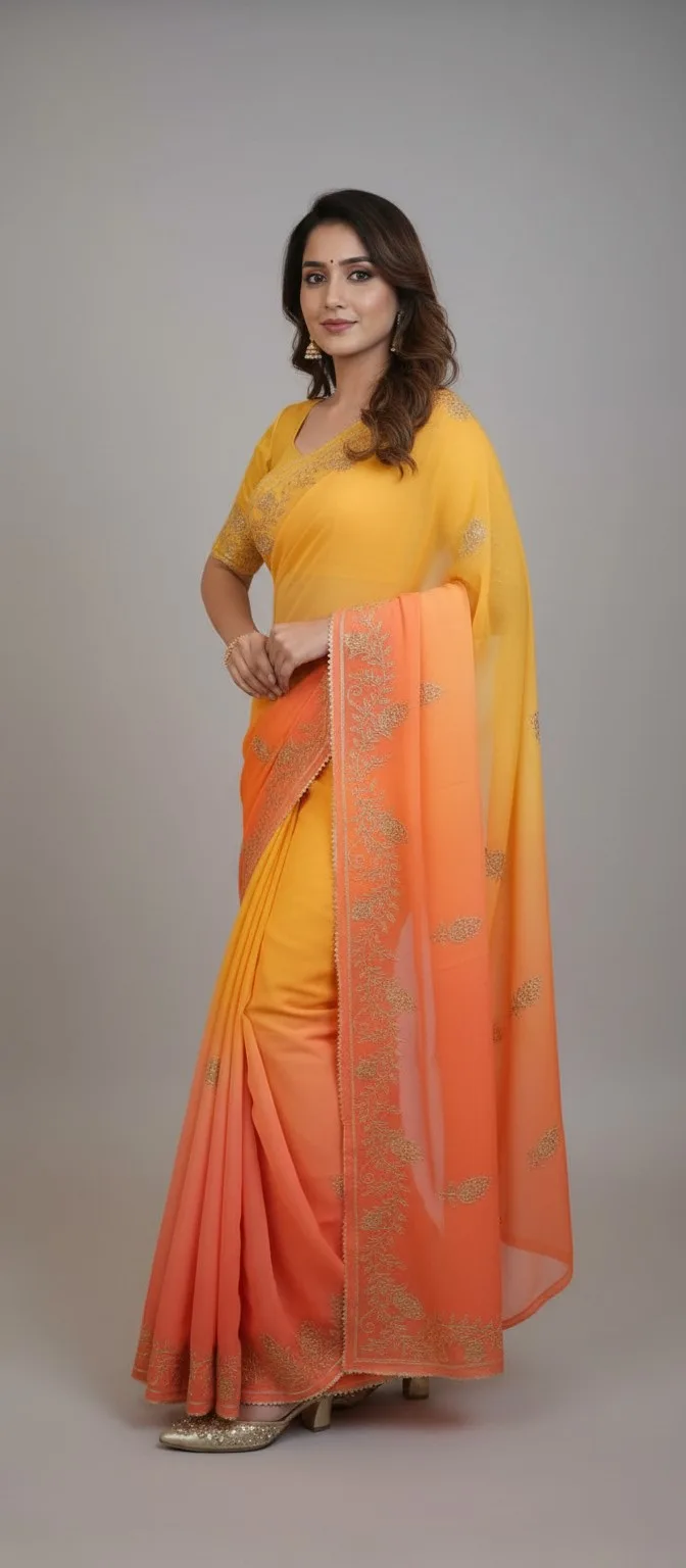 Festive Grace Multi Yellow Pink Sareee